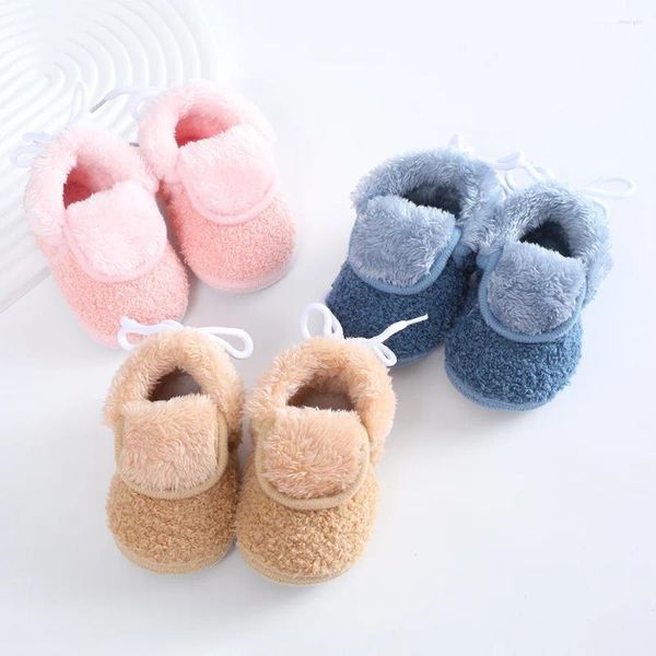 Premiers marcheurs nés bébé chaussures chaudes automne hiver peluche semelle souple filles garçons enfants marche bas haut pas facile tomber enfants