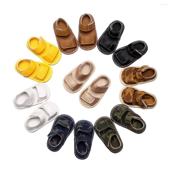 First Walkers Born Boys Girls Zapatos de bebé Classic PU Leather Soft Soles Walking Sandalias transpirables Summer Casual Beach 0-2