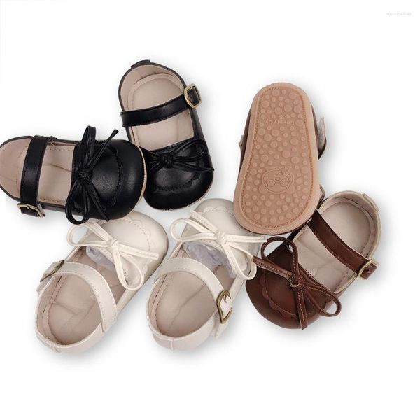 First Walkers Born Infant Toddler Chaussures de sport Bébés Filles Garçons Marche Semelles souples Anti Slip Princess Bow Leather
