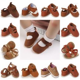 Eerste wandelaars Geboren zachte zolen Brown Girl Boy Shoes Non-Slip Rubber Cute Big Bow Princess Ademend Leather Baby Walking Shoesfirst