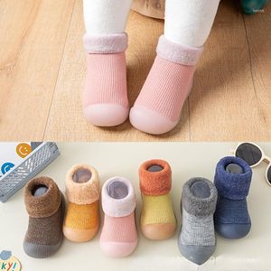 Premiers marcheurs garçon fille bébé enfant en bas âge chaussette chaussures anti-dérapant marcheur garçons filles enfants caoutchouc semelle souple sol chaussure tricot chaussons 2023