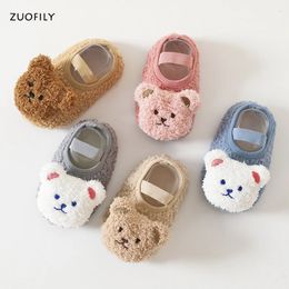 Premiers marcheurs dessin animé ours bébé chaussures hiver épais chaud né antidérapant semelle douce en peluche enfant en bas âge enfants garçon filles infantile 231020