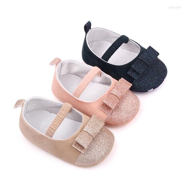 First Walkers Casual Baby Girls Shoes Flats Suela suave antideslizante Princesa brillante Vestido de novia para bebés recién nacidos