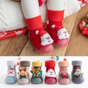 First Walkers Kinderen Anti-slip schoenen geboren babymeisjes plus fluwelen vloer socks baby jongens rubber zool winter sneakers kerstcadeaus