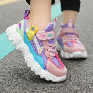 First Walkers Children Shoes Girls Sneakers Mesh Ademende kinderen sport mode roze casual dagelijkse hardlooptennis voor 230323