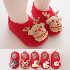 Premiers marcheurs Noël bébé chaussettes chaussures né chaud anti-dérapant berceau plancher enfants garçon enfant en bas âge pied fille infantile mignon noël enfants pantoufles