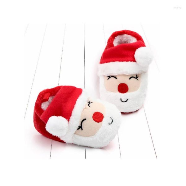 Zapatos de bebé de dibujos animados con patrón navideño para primeros caminantes, bonitos zapatos planos para niños y niñas, calzado antideslizante de suela blanda, botas para niños pequeños