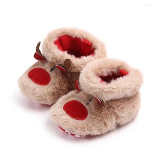 Premiers Walkers Christmas Reindeer Baby Shoes Boy Girl Girl Girl Bootes Winter Warm Cartoon Animal Toddler Préwalkers Coton Borne Born Born