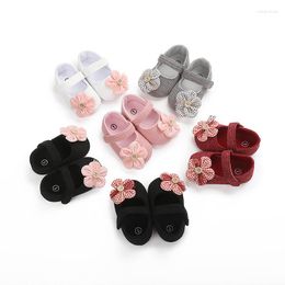 Premiers marcheurs mignon bébé filles fleur chaussures princesse coton semelle souple bas anti-dérapant 0-18M infantile enfant en bas âge chaussure