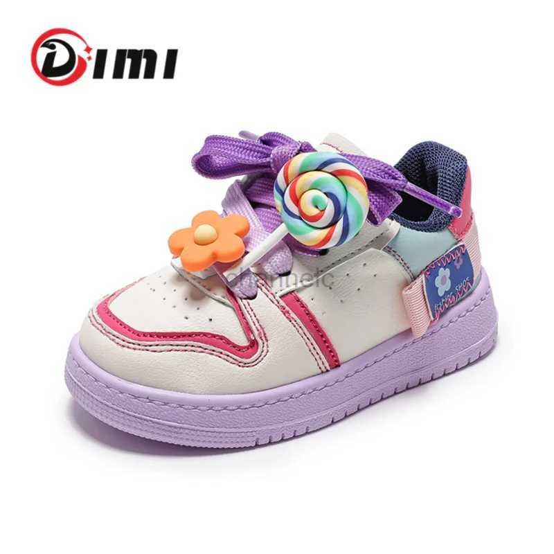Primeiros caminhantes Dimi 2023 outono crianças sapatos meninas sapatos para criança pequena moda macia respirável antiderrapante cores doces flores crianças tênis 240315