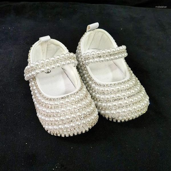 First Walkers Dollbing Pure White White's Zapatos Perl Pearl Perl Pearl Handmaded Baptism Cumpleaños Presente Princesa Niña