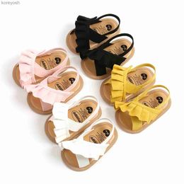 Primeros caminantes EWODOS Sandalias de verano para niña, lindos planos con volantes, suela suave antideslizante, bebés, niños, primeros caminantes, zuecos, sandalias de gamuza L231016