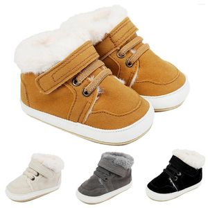 First Walkers Fashion Little Boys Girls Boots Infant Babys Autumn Winter High Top Warm pluche zachte katoenen schoenen Peuter