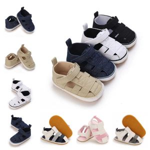 First Walkers modieuze zomer babymeisjes sandalen pasgeboren babyschoenen casual rubber zool anti slip ademende schoenen pre -wandeling schoenen d240525