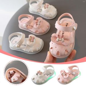 Premiers marcheurs filles sandales été bébé chaussures semelle souple Baotou curseurs filles enfant en bas âge fille gelée sandales rose pour