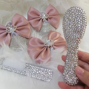 First Walkers Handmade Bow Rhinestones Baby Girl Kids Shoes Hairband zonnebril kam First Walker Sparkle Bling Crystals Princess Shower Gift 230325