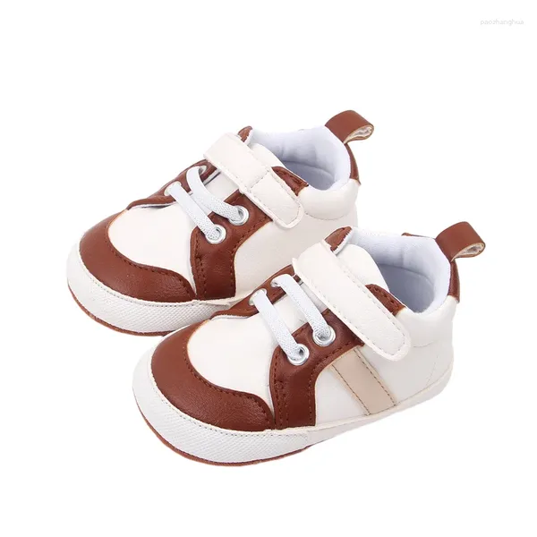 First Walkers Infant Baby Boys Sneakers Stripe PU Leather Anti-Slip Soft Sole Prewalker Walker Walker Zapatos
