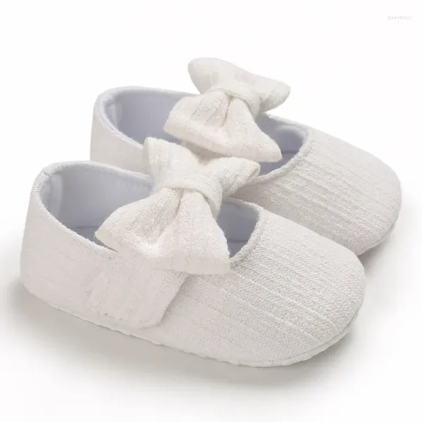 Premiers marcheurs infantile bébé filles Mary Jane chaussures plates avec nœud papillon semelle souple anti-dérapant coupe basse princesse robe chaussure