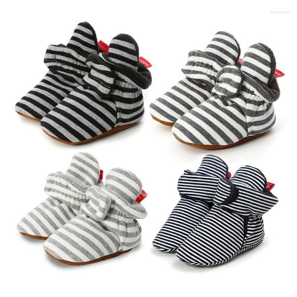 Premiers marcheurs bébé bébé chaussures chaussettes garçon fille rayure vichy né bambin chaussons coton confort doux berceau
