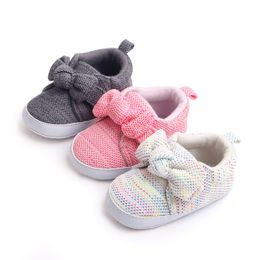 Eerste Walkers Infant Girls Single Shoes Bowknot First Walkers Shoes Toddler Soft Bottom Breadable Bowknot Cute Princess Shoes Casual Sneakers 230227