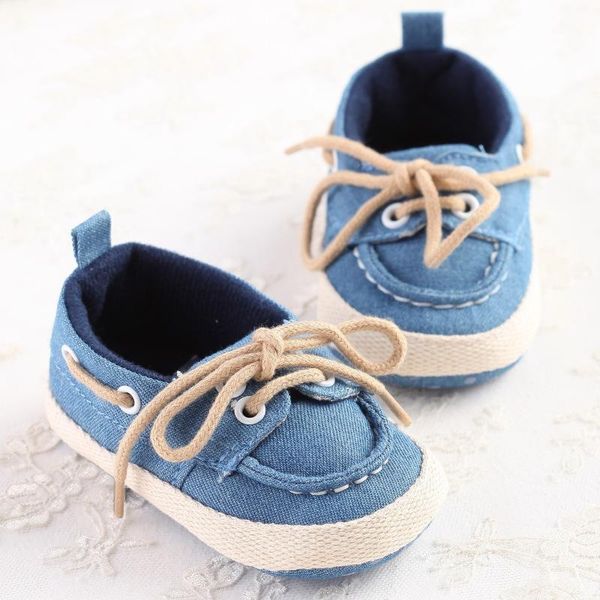 First Walkers Infants Baby Boys Girls Zapatos de cuna de suela blanda con cordones, zapatillas de lona de 0 a 18 meses