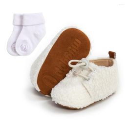 Babyschoenen Jlong Herfst Leuke Cartoon Baby Gemakkelijk Veterschoenen Baby Warm Pluizige Sneaker Sokken Set Peuter Walker 0-18 Maanden