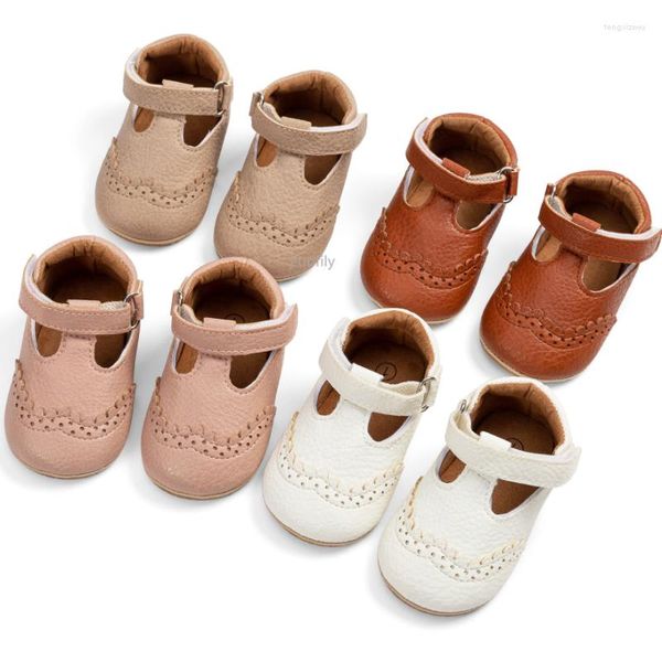 Premiers marcheurs enfants chaussures plates enfants sandales décontractées filles princesse en cuir PU antidérapant rétro creux fond souple mocassins pour 0-2 ans