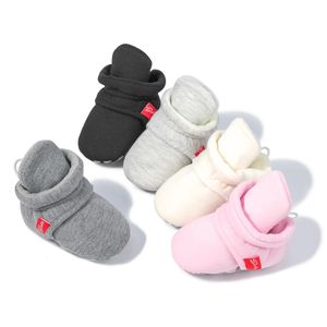 Premiers marcheurs Kidsun bébé filles chaussettes chaussures infantile garçons automne hiver couleur unie coton semelle antidérapante plat enfant en bas âge berceau 231122