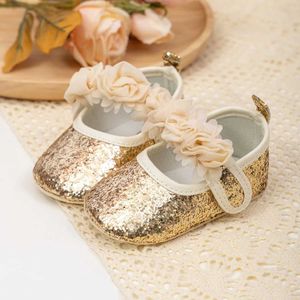First Walkers Kidsun Baby Shoes Party Cotton Sole Anti Slip Slip Shiny Neonatal Baby Bed Étape 1 Walker Baby Shoes Lace D240525