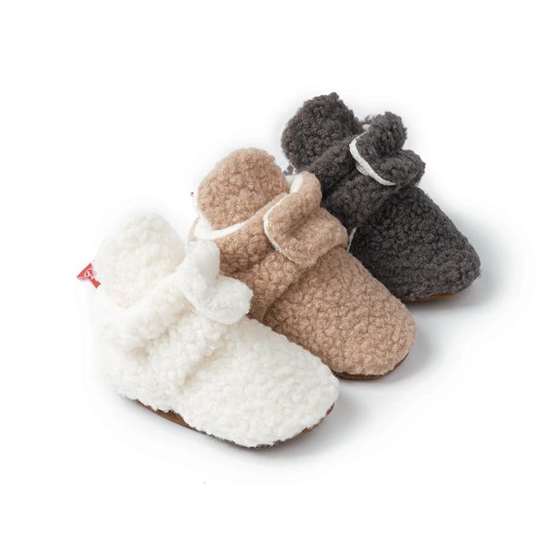 Primeros caminantes KIDSUN Invierno Cálido Zapatos de bebé Calcetines Nacidos Botines Pelusa Suave Antideslizante Arrastre Infantil Niño Niña Cuna 231201