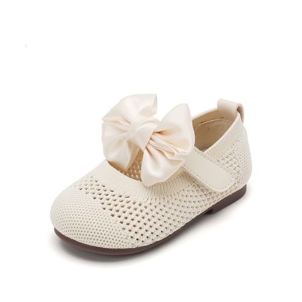 Chaussures de princesse à nœud tissé coréen, chaussures respirantes pour premiers marcheurs, chaussures plates pour bébés filles de 1 à 3 ans, 230314