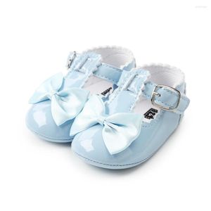 First Walkers Light Blue Born Shoes PU Leather Girls Soft Sole Infant Toddler Cute Bowknot Baby Shoes.CX43C