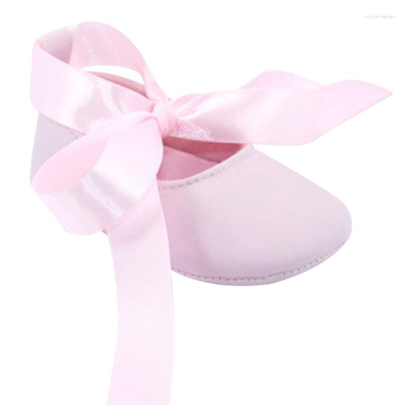 Första vandrare härliga rosa baby flickor skor spädbarn band bowknot ballerina tossies mode född prinsessa