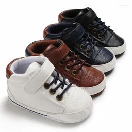 Premiers Walkers Meckior 0-18m Chaussures de bébé décontractées Coton Coton Soft Non-Slip Toddler Pu Leather Boys Girls High Sneakers