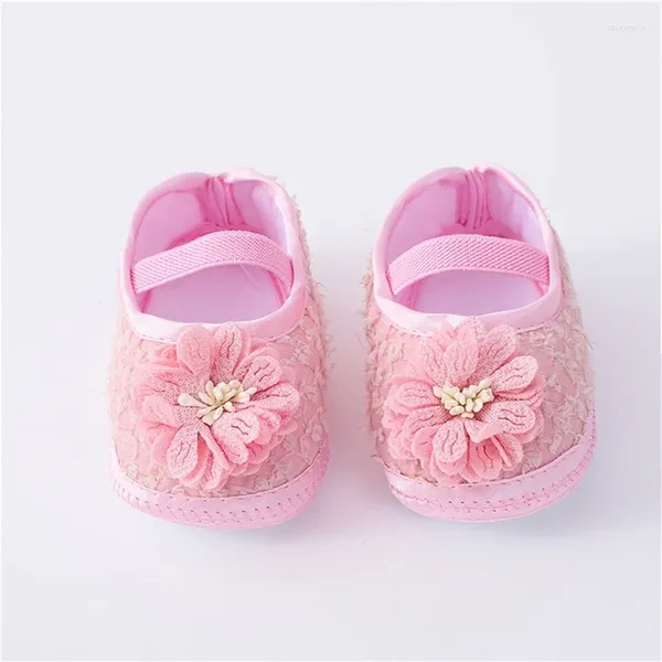 Premiers marcheurs Michellecmm 2pcs Set bébé filles chaussures plates semelle souple fleur bande élastique antidérapante enfant en bas âge Mary Jane appartements avec bandeau