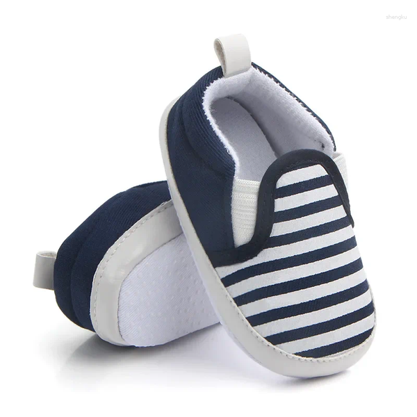 Premiers marcheurs bleu marine barre bébé mignon né enfant toile baskets garçon fille semelle souple chaussures de berceau pré-enfant en bas âge