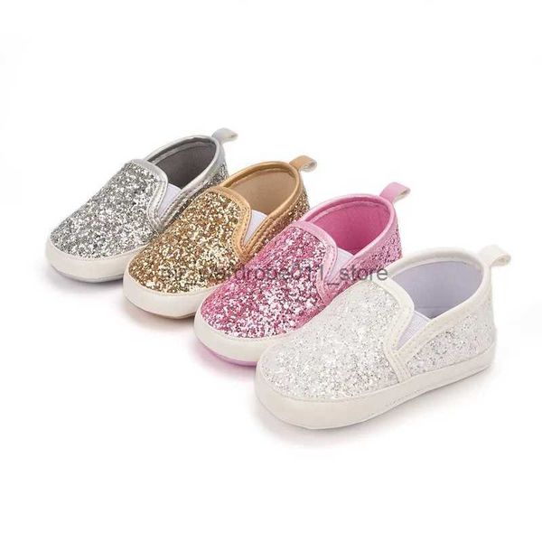 Primeros caminantes Nuevos zapatos de bebé Bebé niño niña Zapatos Flash Vestido dorado Algodón Suela suave Recién nacido Niño Zapatos de cuna Primeros caminantes Mocasines Q231006