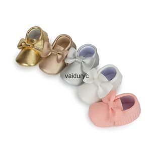 Babyschoenen Nieuwe Pasgeboren Baby Wandelschoenen Effen Kleur Boog Casual PU Kwastje Antislip Zachte Katoenen Zool FemaleH24229