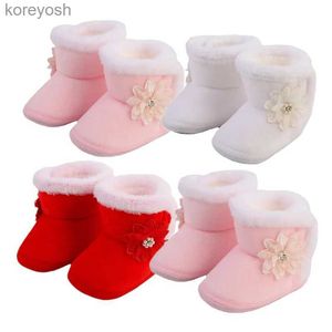 Premiers marcheurs Nouveau-né bébé bottes chaussures bébé fille chaussures Bow Plus velours coton enfant en bas âge premiers marcheurs chaussons coton chaud infantile berceau chaussuresL231016