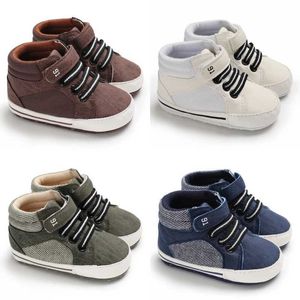 First Walkers pasgeboren jongens Mid Top en High Top Fashion Sports Shoes voor jongens en meisjes Casual Soft Sole Anti Slip First Walking Shoes D240525