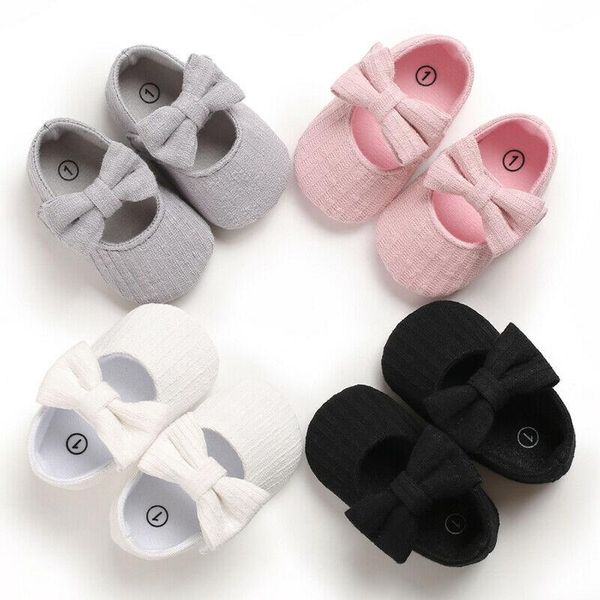 Premiers Marcheurs Princesse Bowknot Bébé Fille Chaussures Born Infant Semelle Souple Prewalkers Mocassins Antidérapants Landau Mary Jane Filles Coton Berceau