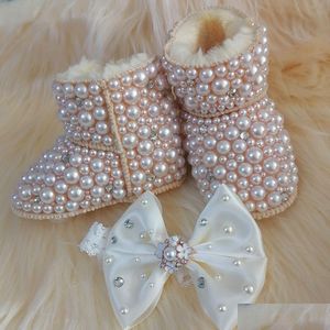 Babyschoenen Strass Haarband Zonnebril Baby Meisjes Winter Snowboots Lente Schoenen Walker Sparkle Bling Kristallen Prinses Showe Dh0R1