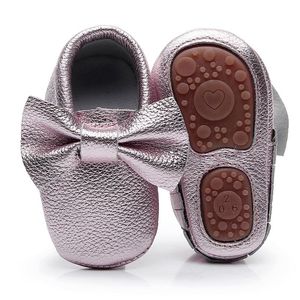 Eerste Walkers Rubber Bodem Fringe Bow Baby Schoenen Hoge Kwaliteit Lederen Born Moccasins Walker Boot voor 0-24M