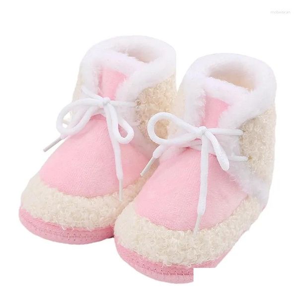 Primeros caminantes Sceinret Bebé Espesado P Botas Infantil Tie-Up Antideslizante Suela suave Zapatos planos Invierno Cuna Cálida Drop Entrega Niños Maternit Otjbe