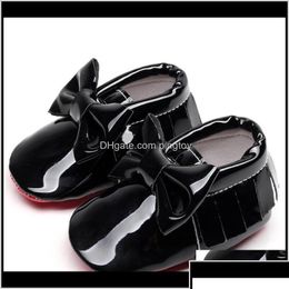 Premiers Walkers Chaussures Bébé Enfants MaternitéPu Cuir Pu Cuir Moasins Big Bowknot Fond Rouge Pour 0-24M Garçons Filles Tout-petits Drop de Dhhvo