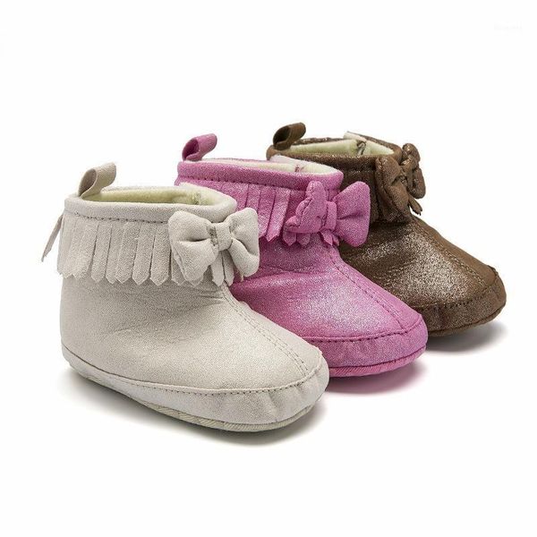 Primeros pasos Botas de nieve con flecos de suela blanda para bebés nacidos Niñas Anti-silp Prewalker Botines Zapatos para niños pequeños 0-18 meses