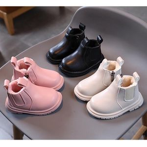 Premiers marcheurs solide petite princesse rose chaussures hiver épais coton côté fermeture éclair école bottes 2021 bout rond noir garçons court goutte