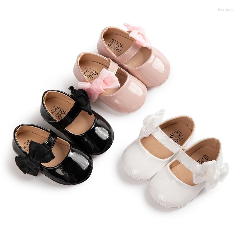 Primeros pasos primavera y otoño bebé lindo arco princesa zapatos Color sólido fondo suave niño 0-18 meses niña nacida