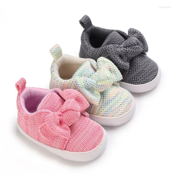 Premiers marcheurs printemps automne bébé filles chaussures décontractées mode papillon-noeud infantile berceau mocassins