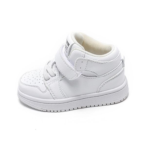 First Walkers Primavera / Otoño Zapatos de bebé Zapatos de cuero de alta ayuda para niños pequeños Suela blanda Tenis al aire libre Moda blanca Zapatillas de deporte para niñas pequeñas 230325